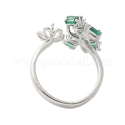 Manschettenringfassungen aus Messing mit Schleife und Blume und Mikropflaster aus Zirkonia&nbsp;KK-K297-20P