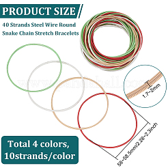 40 Stück 4 Stile Stahldraht Runde Schlangenkette Stretch-Armbänder Set&nbsp;BJEW-BC0001-20