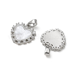 Laiton serti de micro-pavés de zircone cubique transparente avec breloques en acrylique blanc&nbsp;CU-CBA5C42-14P