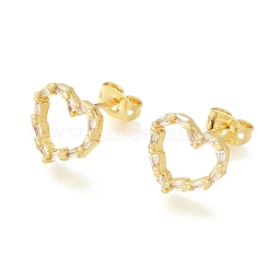 Boucles d'oreilles puces en laiton serties de micro-pavés de zirconiums cubiques transparents pour la Saint-Valentin&nbsp;EJEW-D355-01G-02