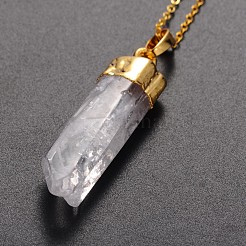 Laiton cristal naturel colliers crayon pendentif&nbsp;NJEW-JN01141