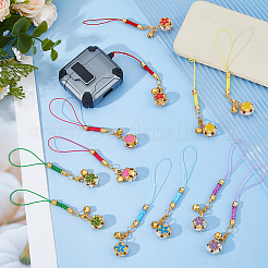 12 Stück 6 Farben Eisen Emaille Blume & Glocke Anhänger Handygurte&nbsp;HJEW-DC00101