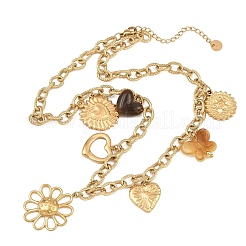 Collane a pettorina da donna con ciondoli multipli in acciaio inossidabile 304 e resina.&nbsp;SA-CBA717A-03G-02
