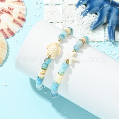 Ensemble de bracelets extensibles en agate naturelle patinée et turquoise synthétique pour femmes et hommes&nbsp;BJEW-JB13760-02