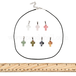 DIY-Sets zum Herstellen von Kreuzanhängern aus natürlichen und synthetischen Edelsteinen und gewachsten Kordelanhängern für Halsketten&nbsp;DIY-FS0008-46
