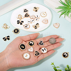 24pcs 12 styles de pendentifs en émail en alliage&nbsp;FIND-TA0008-24