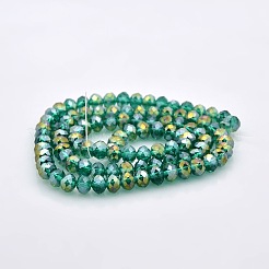 Rondelle facettée demi-arc-en-ciel plaquée perles de verre&nbsp;GLAA-A024D-HR04