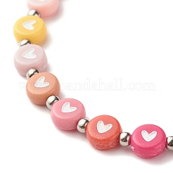 Bracciale elastico da donna tondo piatto con perline a cuore&nbsp;BJEW-JB07552-02