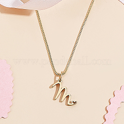 1 cadena de latón y collar con colgante de letra de acero inoxidable 304&nbsp;NJEW-LP0001-40M-G