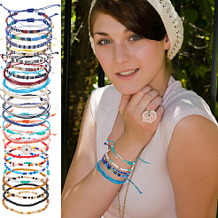 24 Stück 1 Beutel Kordel geflochtene Armbänder & Glasperlen geflochtene Perlenarmbänder&nbsp;BJEW-UN0002-03