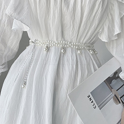 Taillengürtel aus Legierung mit runden Perlen und Quasten aus Kunststoff für Damen&nbsp;FS-WGC59BD-01