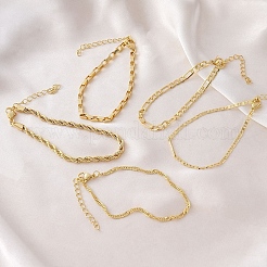 5 bracelet à chaîne en laiton de 5 styles pour femmes&nbsp;BJEW-D357-02G