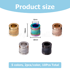 10 Stück 5 Farben 304 Edelstahl glasierte europäische Perlen&nbsp;STAS-HS0001-01
