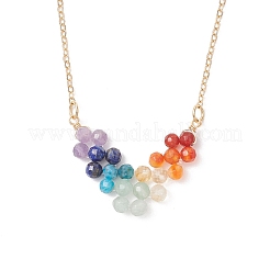 7 ciondolo a forma di freccia con perline rotonde sfaccettate in pietra mista naturale chakra&nbsp;NJEW-TA00206