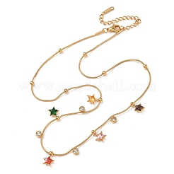 Collane con ciondolo a stella in acciaio inossidabile 304 con strass per donna&nbsp;NJEW-T021-02G