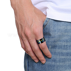Regenbogenfarbe Stolz Flagge Wort Liebe rotierender Emaille-Fingerring&nbsp;RABO-PW0001-034B