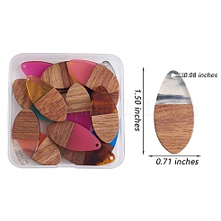 16 pièces 8 styles pendentifs en résine transparente et bois de noyer&nbsp;RESI-SZ0001-86