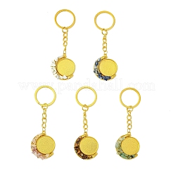 Ciondolo in lega con chip di lapislazzuli naturale e chip di howlite e avventurina verde naturale e occhio di tigre naturale e perline di chip di quarzo rosa naturale portachiavi&nbsp;KEYC-JKC01138-02
