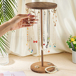 Drehbares rundes Schmuck-Halsketten-Display-Organizer aus Holz zum Aufhängen&nbsp;NDIS-TAC0001-01B