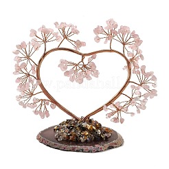 Natürliche Rosenquarzsplitter Liebesherz Baumschmuck&nbsp;DJEW-P017-B04
