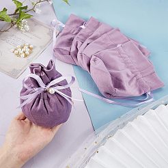 Sacchetti di gioielli in velluto con coulisse e perla imitazione plastica&nbsp;TP-NB0001-20E
