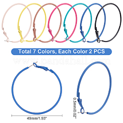 7 par de pendientes de aro grandes de acero inoxidable 201 de 7 colores&nbsp;EJEW-DC0001-09