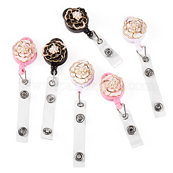 6 Stück 3 Stile Blumenlegierung Emaille Abzeichen Rollen&nbsp;HJEW-TAC0156