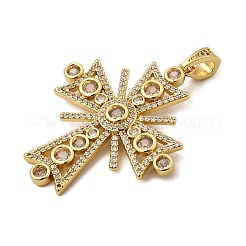 Croix en laiton micro pavé clair pendentifs en zircone cubique&nbsp;KK-G435-25G