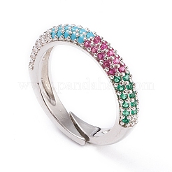 Verstellbare Messing-Micro pave Zirkonia Manschettenringe&nbsp;LS-RJEW-L098-007F-P