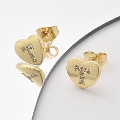 Aretes de corchete de circonita cúbica transparente con micro pavé de latón enchapado en cremallera&nbsp;EJEW-K299-01G-T