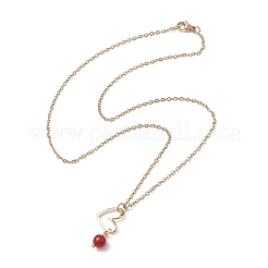 Colliers à pendentif en pierres précieuses naturelles mélangées et en forme de cœur avec chaînes câblées en laiton doré&nbsp;NJEW-JN04618