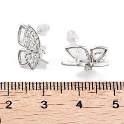 925 Ohrstecker-Beschlag aus Sterlingsilber mit Zirkonia&nbsp;EJEW-B038-01P