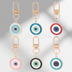 6 pendentif décoratif en alliage émaillé contre le mauvais œil&nbsp;HJEW-CP00034