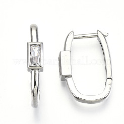 Orecchino a cerchio huggie in ottone con micro pavé di zirconi chiari&nbsp;EJEW-T046-15P-NF