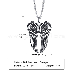 Halskette mit Anhänger aus Edelstahl mit Flügelurne und Asche&nbsp;BOTT-PW0002-043A-AS