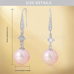 Orecchini di perle con zirconi bianchi conchiglia d'acqua dolce perla ciondola orecchini a gancio orecchini a cerchio con sfera rotonda orecchini in ottone gioielli regalo per le donne&nbsp;JE1097B