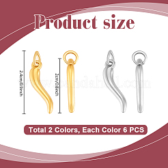 12 pz 2 colori ciondoli in acciaio inossidabile 304&nbsp;PALLOY-PH01906