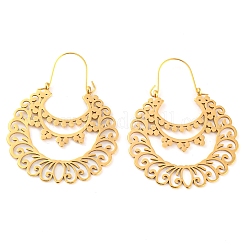 Pendientes de aro con flor hueca de acero inoxidable 304&nbsp;EJEW-P248-01G