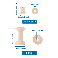 250 Stück 2 Arten leere Holzspulen&nbsp;WOOD-TA0001-58