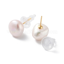 Ohrstecker aus Naturperlen in Kartoffelform für Damen&nbsp;EJEW-E303-20G