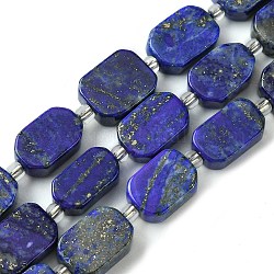 Abalorios de lapislázuli naturales hebras, con abalorios de la semilla, Rectángulo, 11.5~12.5x7.5~10x5~6.5mm, agujero: 0.8~0.9 mm, aproximamente 13 pcs / cadena, 7.68~8.07 pulgada (19.5~20.5 cm)