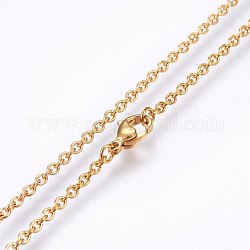 304 Stainless Steel Cable Chains Necklaces, with Lobster Claw Clasps, Golden, 19.69 inch(50cm), 2.4x0.6mm