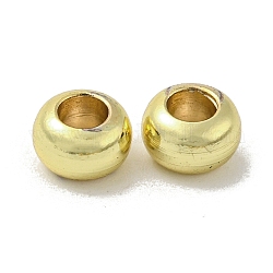 Rack Plating Large Hole Brass  Beads, Cadmium Free & Lead Free, Long-Lasting Plated, Round, Real 18K Gold Plated, 7x4mm, Hole: 3mm