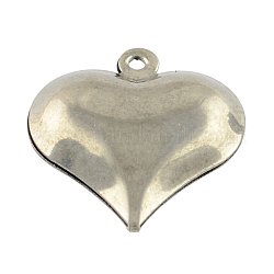 304 Stainless Steel Charms, Heart, Stainless Steel Color, 11x9.2x4mm, Hole: 1mm
