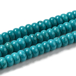 Natürliche Howlith Perlen Stränge, gefärbt, Rondell, Türkis, 6x4 mm, Bohrung: 0.7 mm, ca. 105 Stk. / Strang, 15.75'' (40 cm)