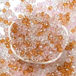 Perles en verre, facette, rondelle, perle rose, 6x5mm, Trou: 1mm, environ 280 pcs/60 g