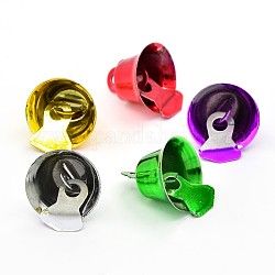 Mixed Shiny Christmas Tree Ornaments Festival Decorations Iron Bell Pendants, Mixed Color, 25x27mm, Hole: 2mm