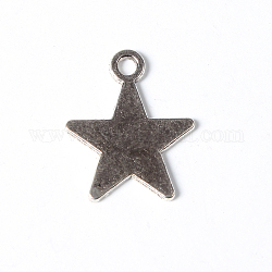 Alloy Stamping Blank Tag Pendants, Cadmium Free & Lead Free, Christmas Star, Antique Silver Color, Size: about 19mm wide, 23.5mm long, 1.3mm thick, hole: 3mm