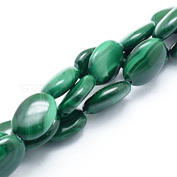 Chapelets de perles en malachite naturelle, ovale, 13.5~14x10x4mm, Trou: 0.8mm, Environ 30 pcs/chapelet, 15.75 pouce (40 cm)