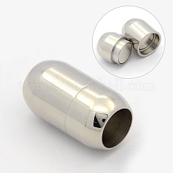 Fermoirs magnétiques lisses 304 en acier inoxydable avec emembouts à coller, ovale, 20x12mm, Trou: 8mm